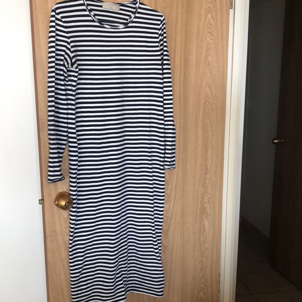 Zara cotton striped midi dress